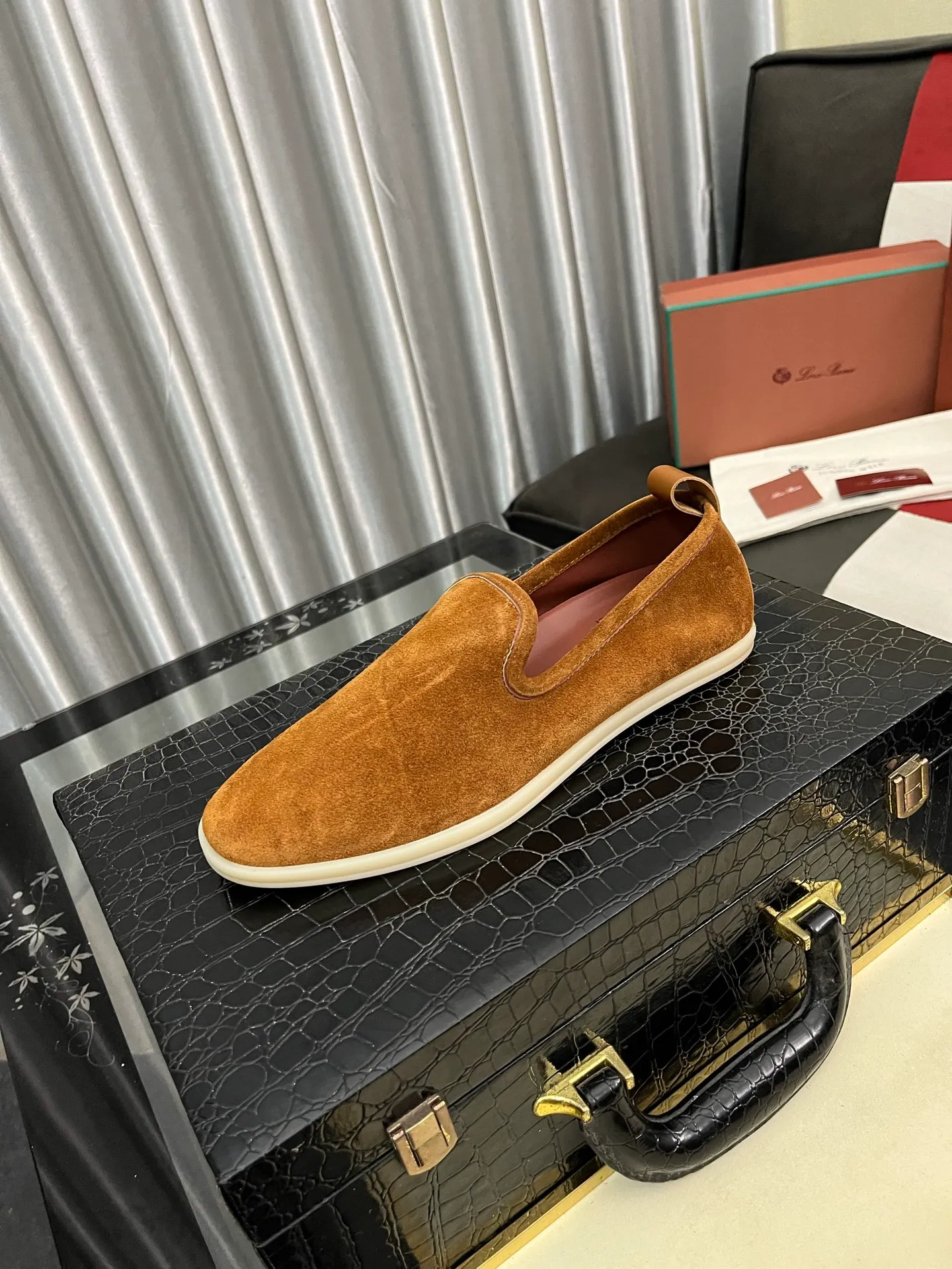 Men's men's shoes 💰420⌚️⌚️Loro*Piana pure original 2023 soft and comfortable LP deerskin flat casual star same style slip-on Loft men's shoes size 38-44